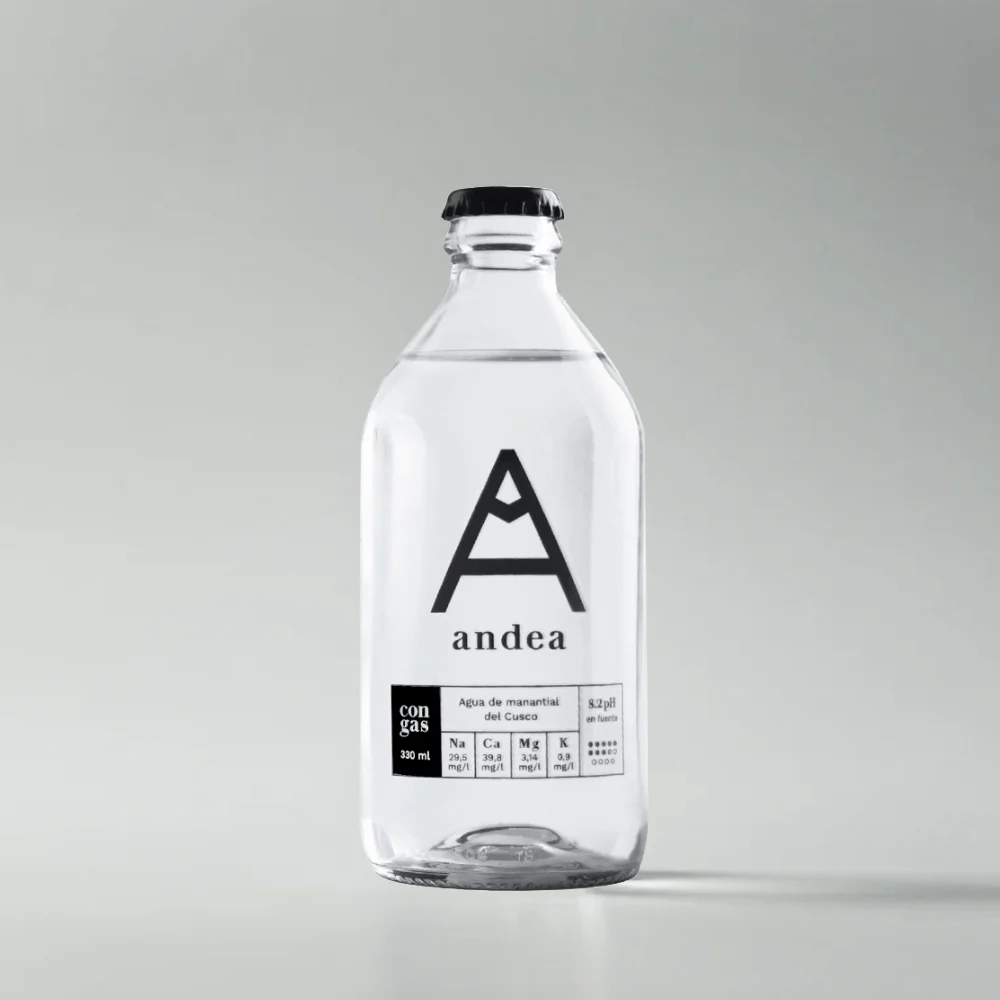 AGUA ANDEA VIDRIO 330 ML CON GAS PAQ X 15 UND